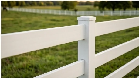 White vinyl 3-rail fence in Middle Tennessee